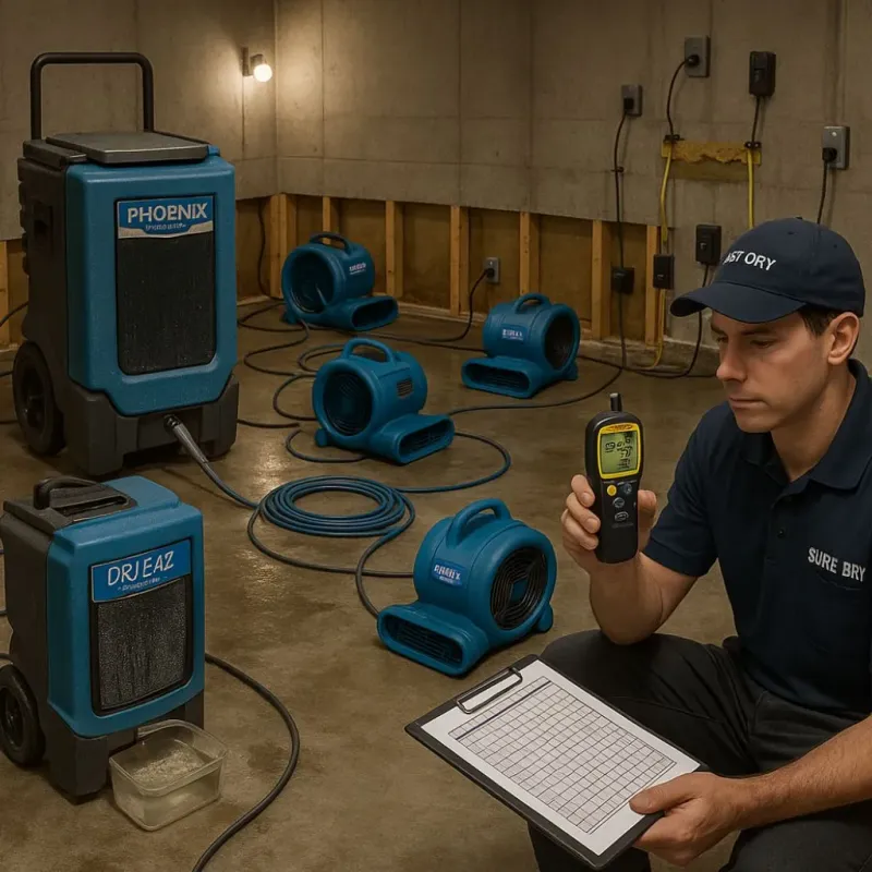 Structural Drying and Dehumidification process in Hubbard, TX